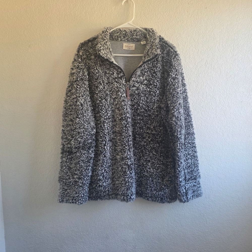 Weatherproof Grey Quarter Zip Sherpa Pullover Size XL